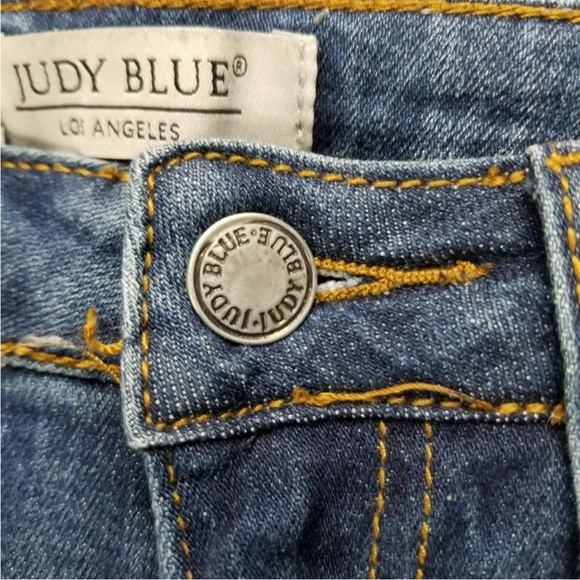 Judy Blue Jeans Womens 25 Medium Wash Stretch Low Rise Fringe Hem Cropped Fit - Picture 3 of 15